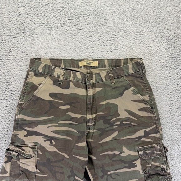 Wrangler Jeans Men's 36x32 Green Camo Cotton Straight Leg Cargo Utility Workwear - Picture 2 of 10